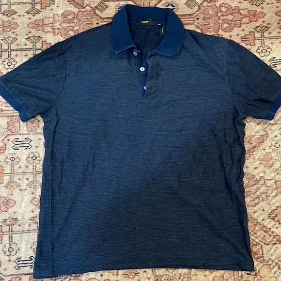 Mens Theory basic short sleeve polo blue large - Picture 3 of 6